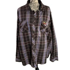 Mossy Oak camo hunting cowboy plaid snap button down shirt men’s 2X